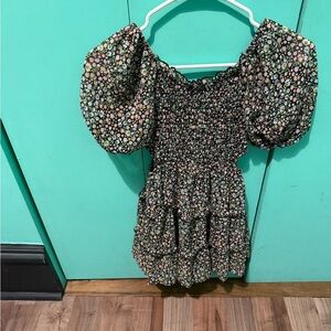 Floral Puff Sleeve Kids Dress